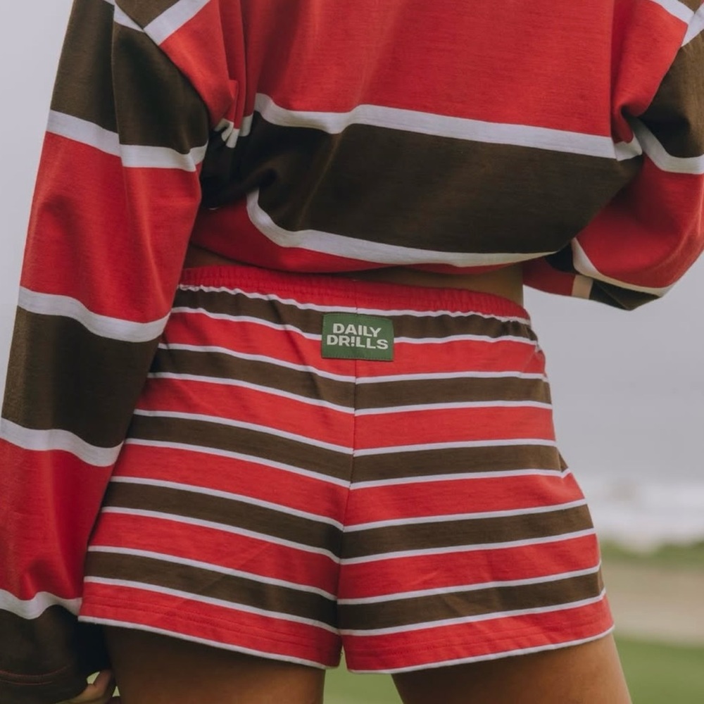Daily Drills Micro Shorts - Heart & White & Coco Stripes